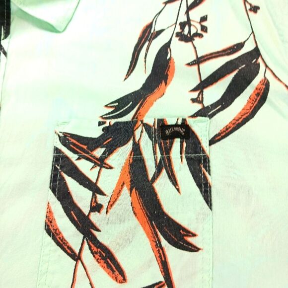 Billabong Sundays Short Sleeve Casual Button Down Shirt Floral 80s Surfer Mens L - Picture 7 of 9